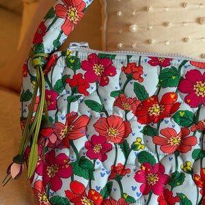 Vera Bradley Disney Tifton Mickey Meadow Shoulder Bag + Pink Tulips Bag Charm